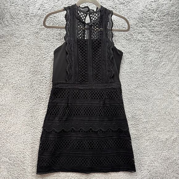 Greylin NWT Medium Black Lace Dress Sleeveless Evening Party Cocktail Goth - Picture 1 of 12